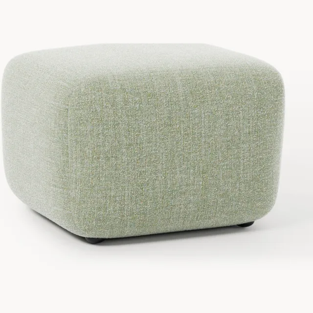 Westwing Collection Bouclé poef Wolke Lichtgroen