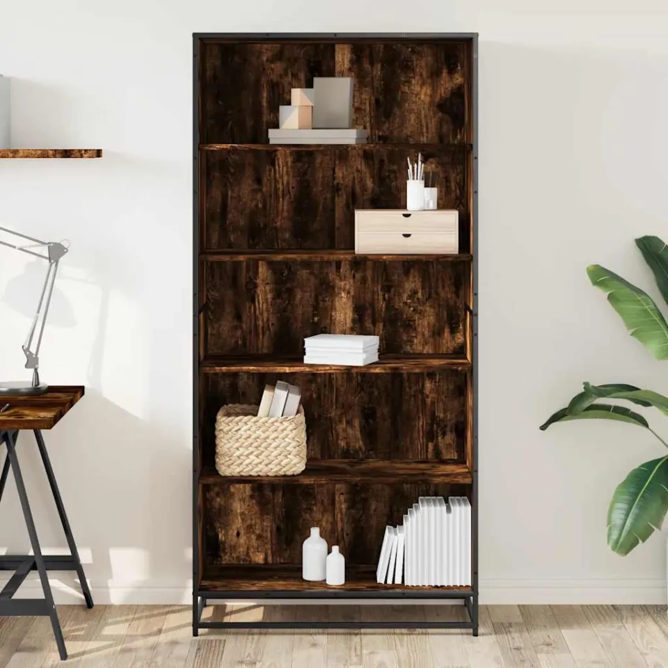 vidaXL Boekenkast 80,5x35x170,5 cm bewerkt hout gerookt eikenkleurig, foto 2