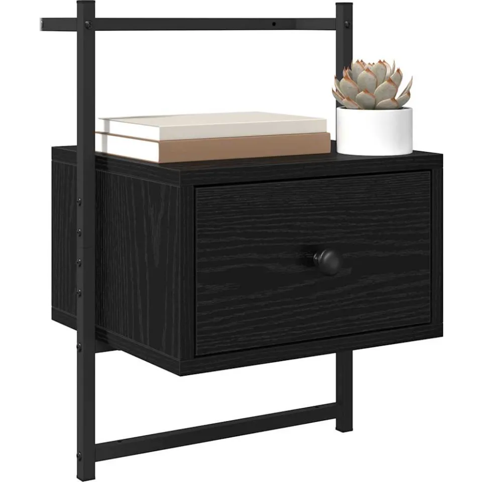 vidaXL Nachtkastje 2 st Zwart Eiken 35 x 30 x 51 cm Bewerkt hout