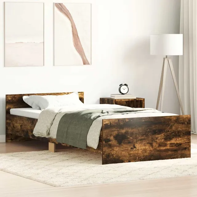 vidaXL Bedframe zonder matras hout gerookt eikenkleurig 90x200 cm