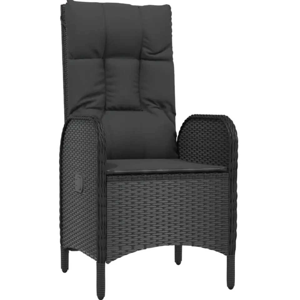 vidaXL 7-delige Tuinset met kussens poly rattan zwart