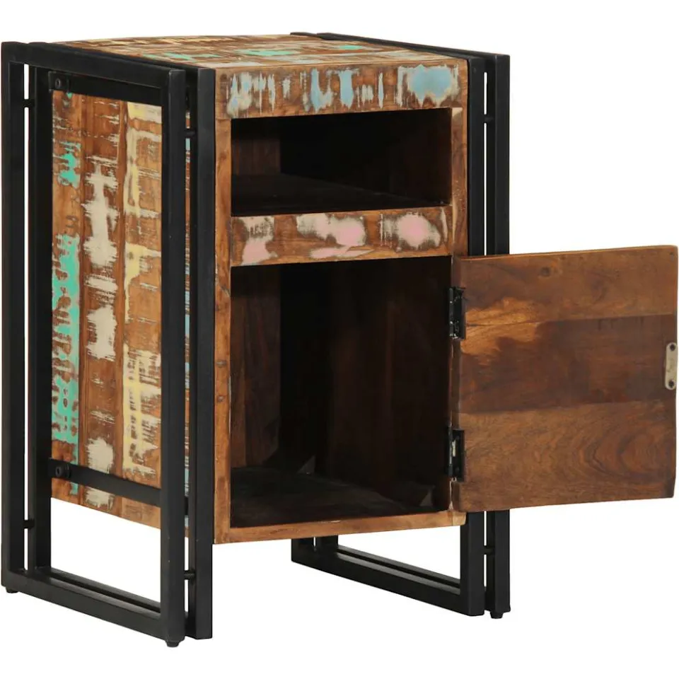 vidaXL Nachtkastje 40x40x59 cm Massief hout gerecycled bruin, foto 2