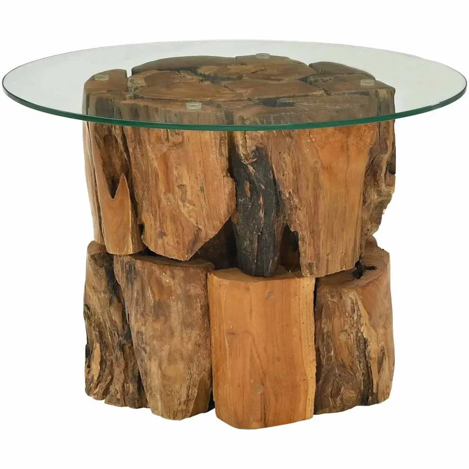 vidaXL Salontafel 60 cm massief teak drijfhout bruin, foto 4