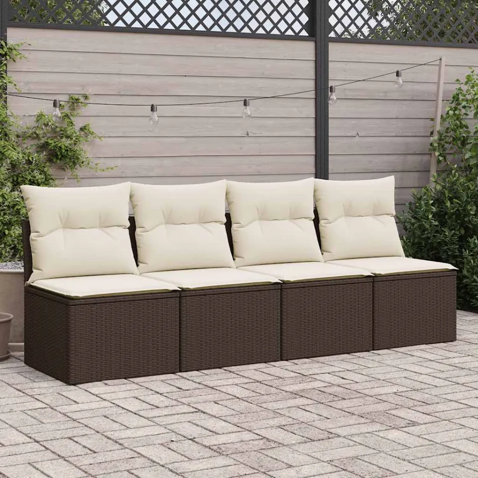 vidaXL 2-delige Loungeset met kussens poly rattan acacia bruin, foto 2
