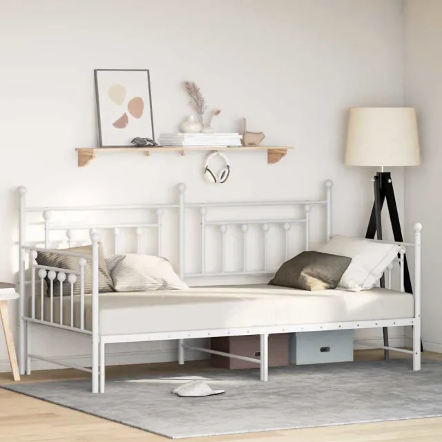 vidaXL Bedframe voor een daybed Wit 90 x 190 cm Gepoedercoat staal