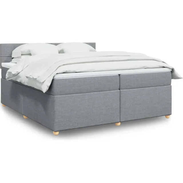 vidaXL Boxspring met matras stof lichtgrijs 200x200 cm grijs