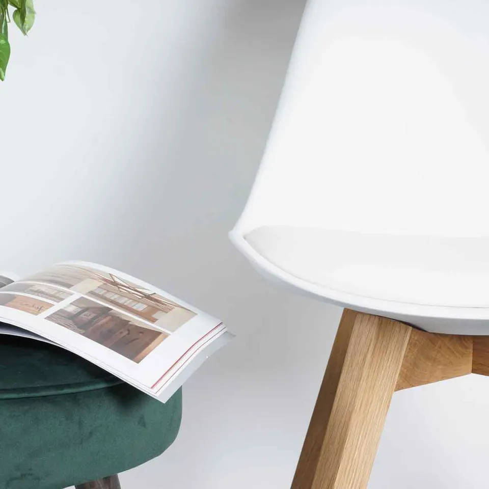 Essence Madera eetkamerstoel wit - houten onderstel, foto 4