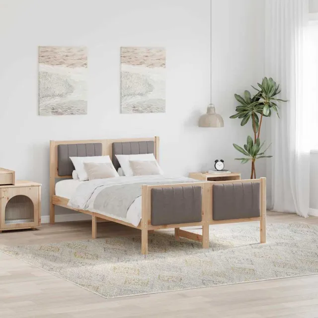 vidaXL Bedframe Bruin en taupe 120 x 190 cm Massief grenenhout