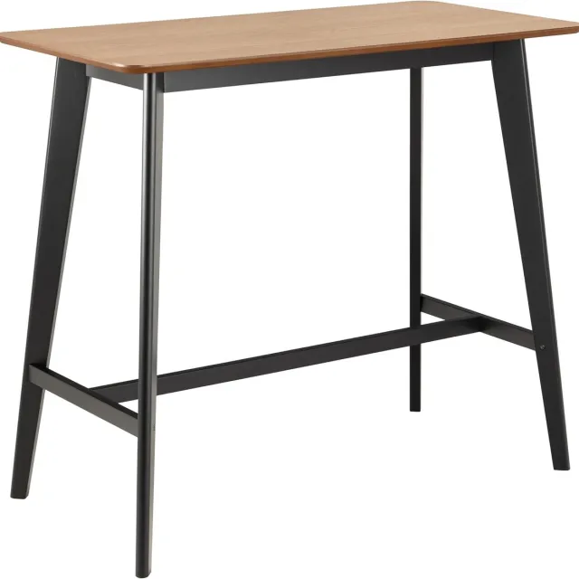 Ibenzoa Robuuste Eiken Fineer Bartafel met Strakke Zwarte Poten - Perfect voor Keuken of Eethoek bruin