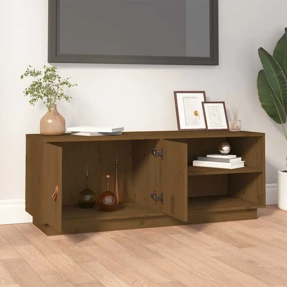 vidaXL Tv-meubel 105x34x40 cm massief grenenhout honingbruin bruin, foto 3