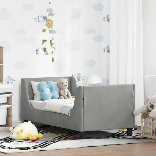 vidaXL Peuterbedframe met hoofdbord Lichtgrijs 70 x 140 cm Fluweel
