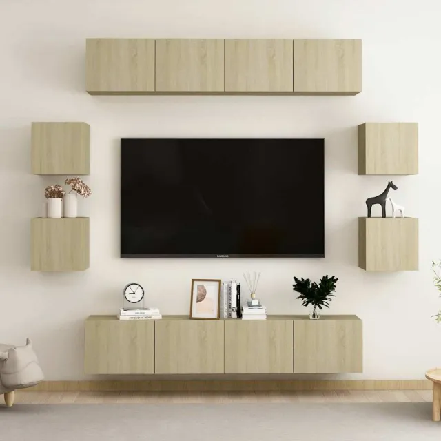 vidaXL 8-delige Tv-meubelset bewerkt hout sonoma eikenkleurig, foto 2