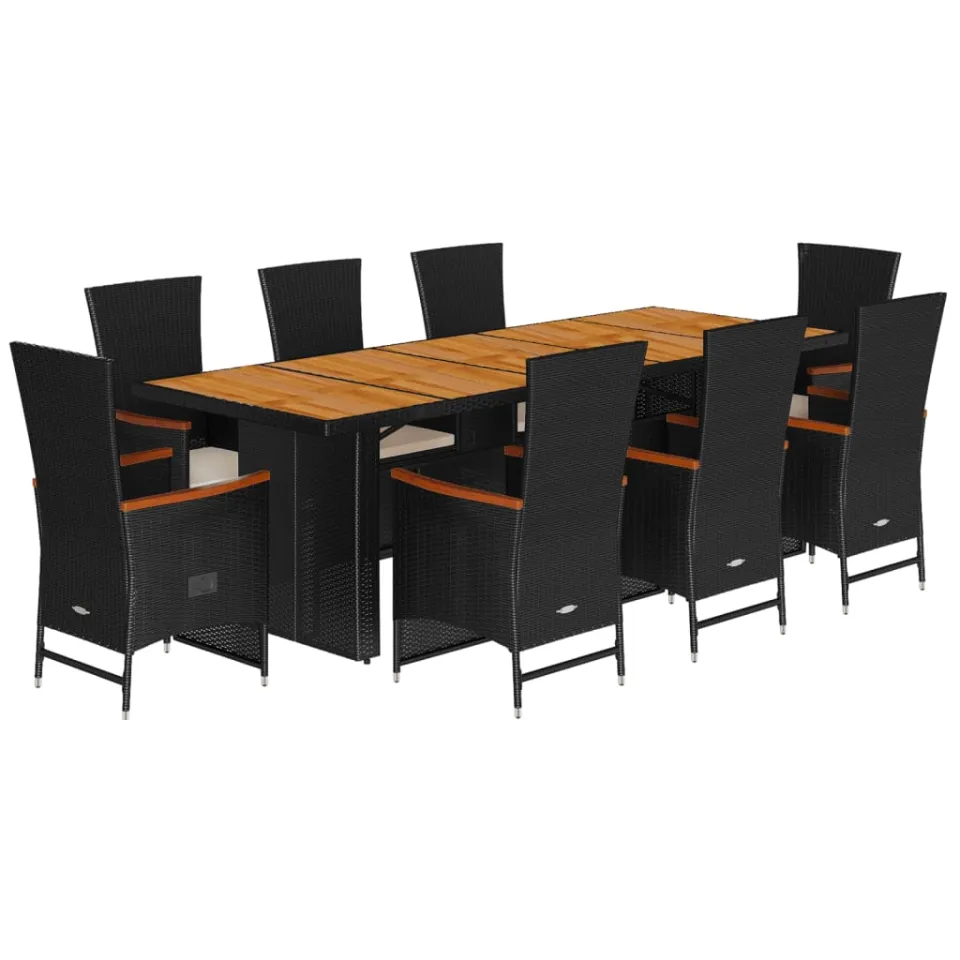 vidaXL 9-delige Tuinset poly rattan zwart, foto 3