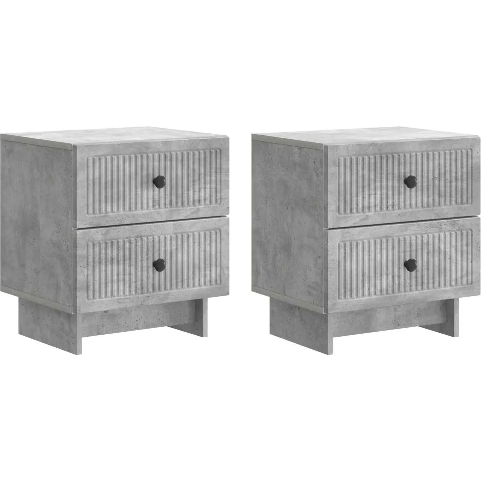 vidaXL Nachtkastje 2 st Betongrijs 43 x 34,5 x 47,5 cm Bewerkt hout grijs, foto 3