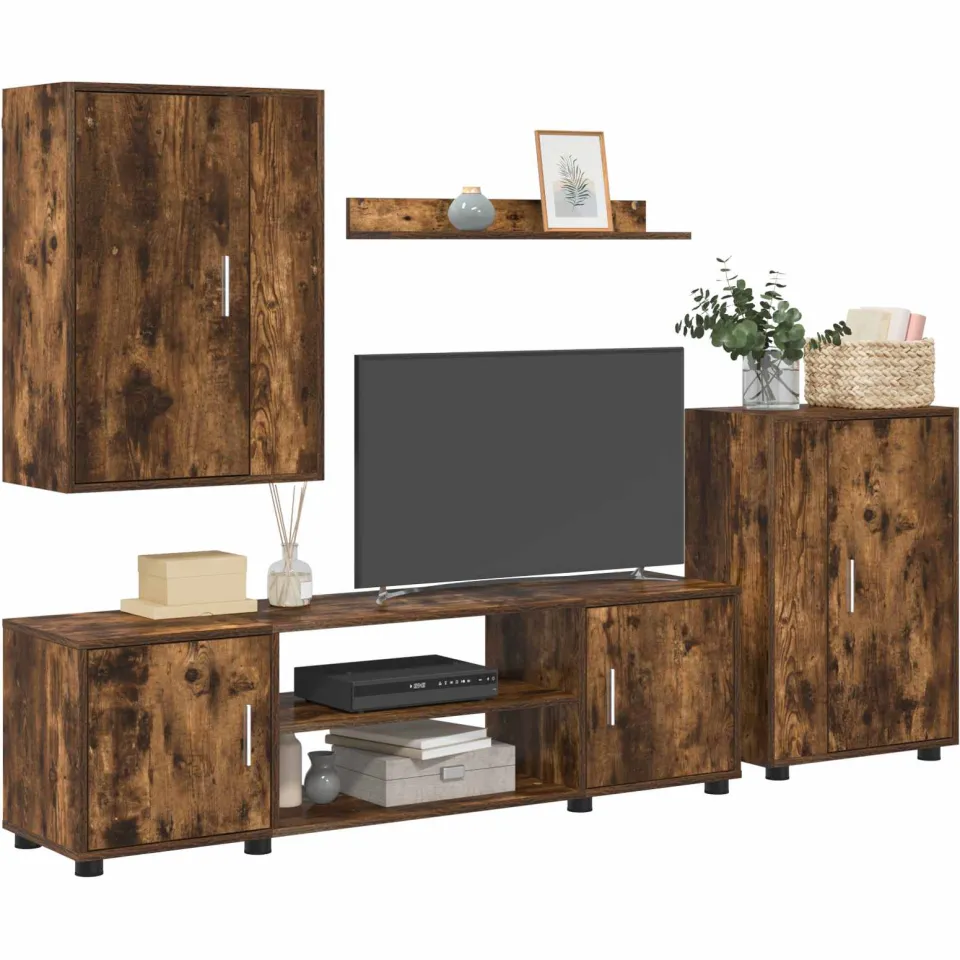 vidaXL Tv-meubelset 140 x 40 x 33 cm Gerookt Eiken, foto 3