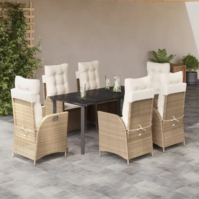 vidaXL 7-delige Tuinset met kussens poly rattan beige, foto 2