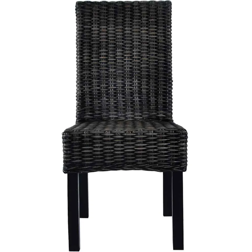 vidaXL Eetkamerstoelen 2 st kubu rattan en mahoniehout zwart, foto 2