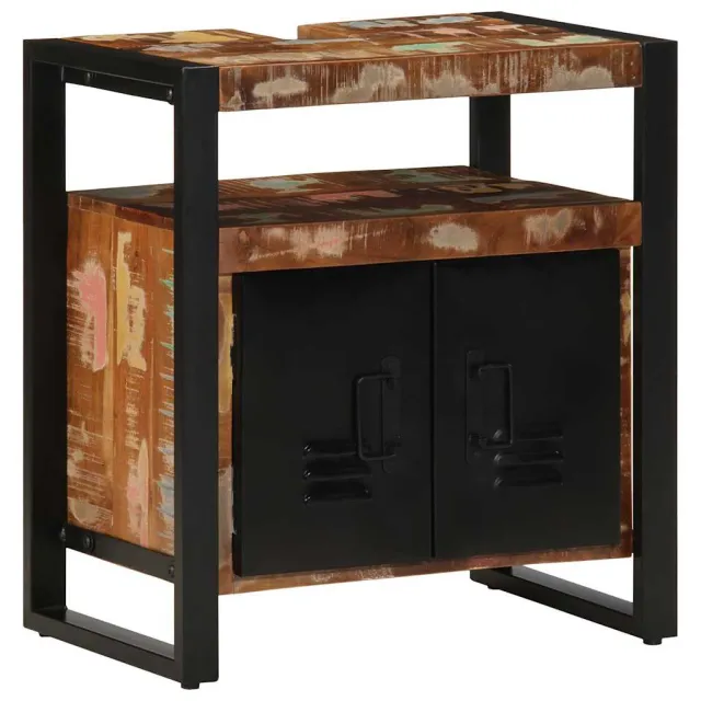 vidaXL Badkamerkast 38x33x160 cm massief recycled hout Bruin