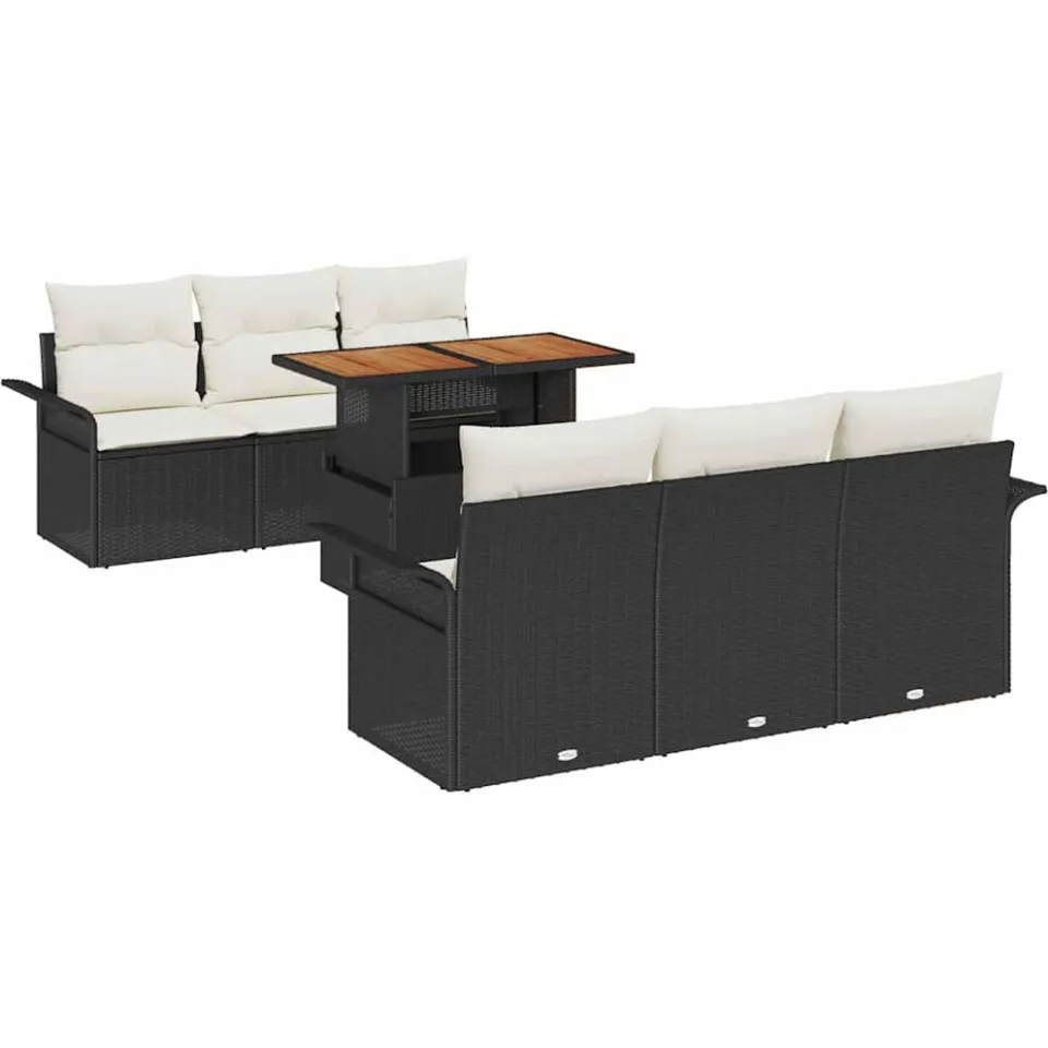 vidaXL Tuin Sofa Set 7 st Zwart Poly riet