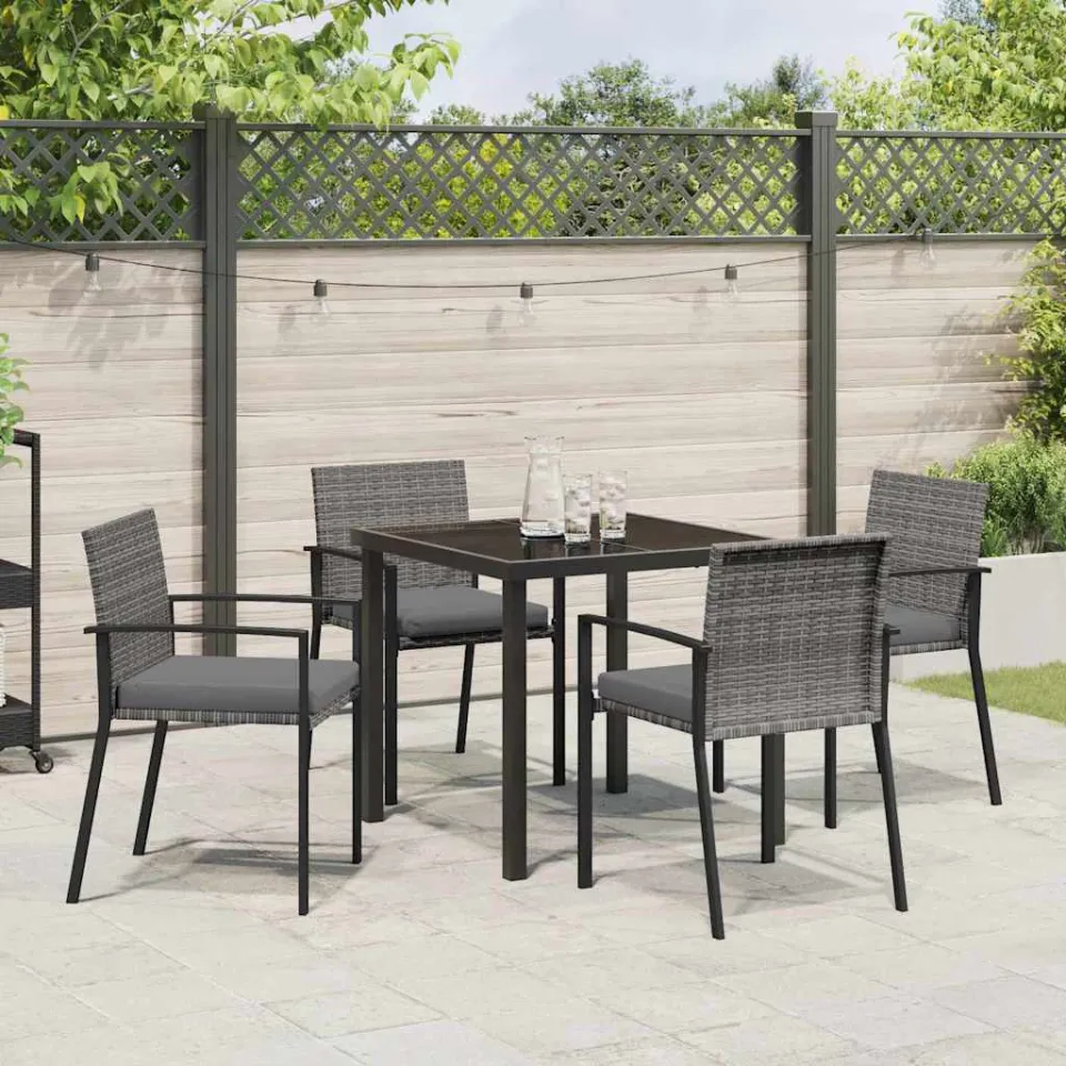 vidaXL Tuin eettafelset 5 st Grijs Gepoedercoat staal, foto 3