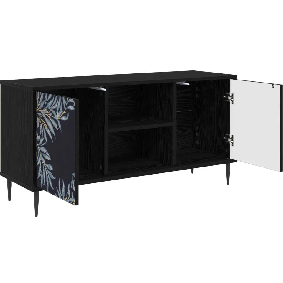 vidaXL Tv-meubel DOKKUM 102 x 33 x 51 cm Zwart eiken Bewerkt hout