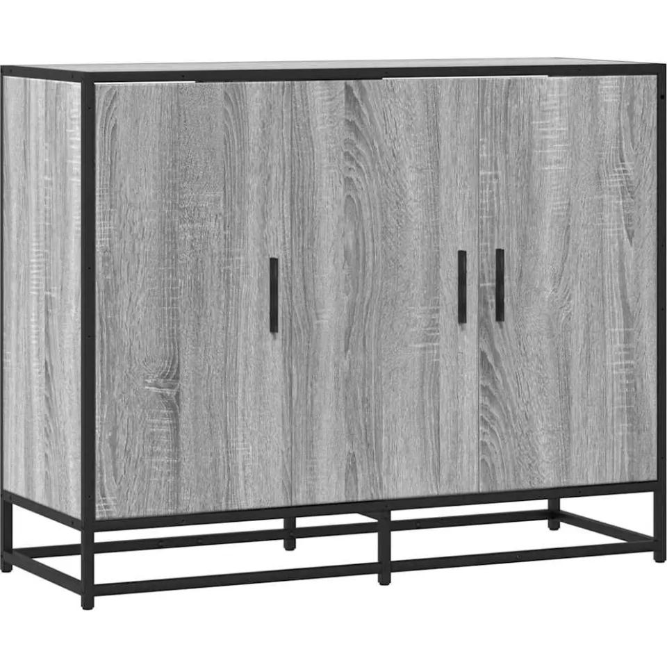 vidaXL Dressoir 94x35x76 cm bewerkt hout grijs sonoma eikenkleurig, foto 3