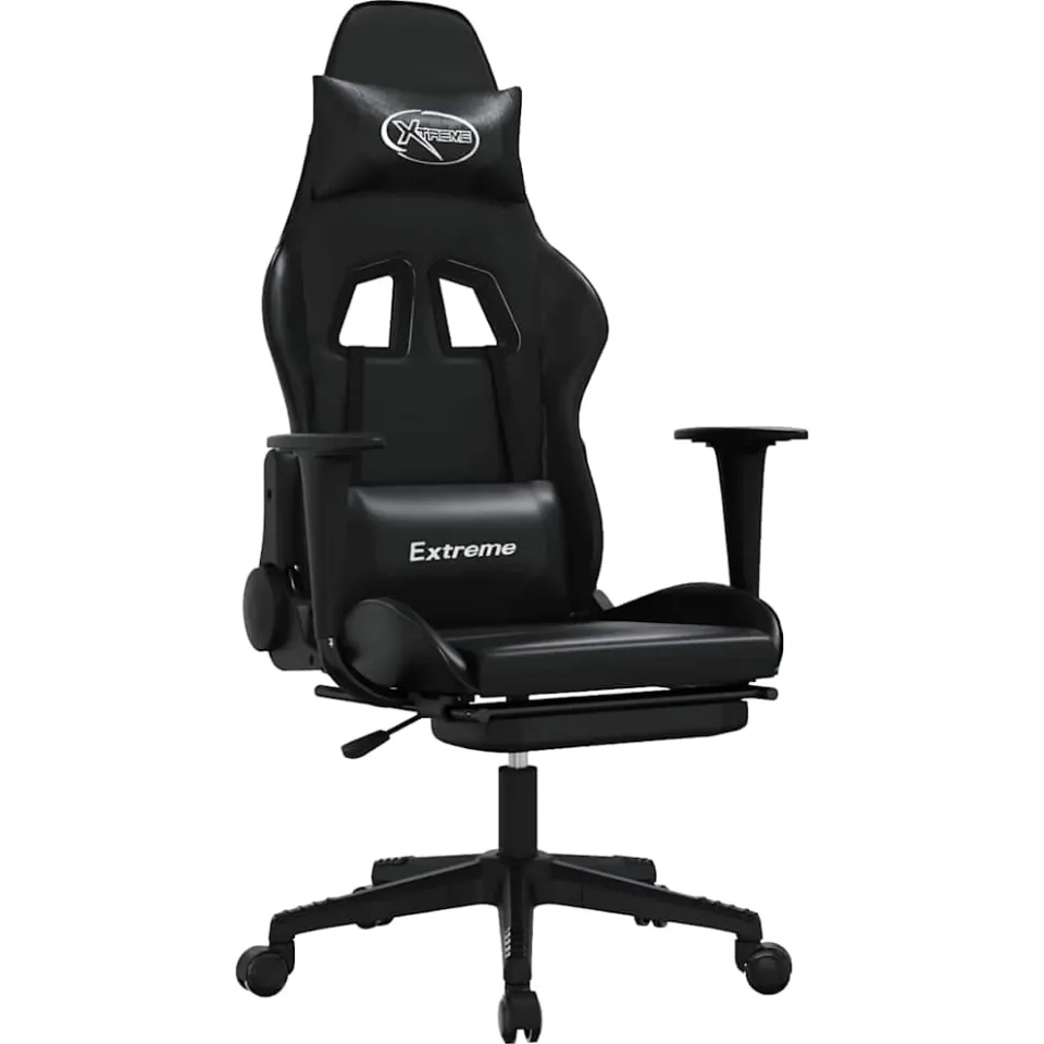 vidaXL Gamestoel met voetensteun kunstleer zwart, foto 3