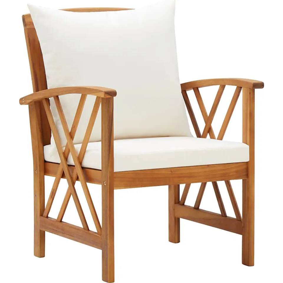 vidaXL 5-delige Loungeset met kussens massief acaciahout wit, foto 4