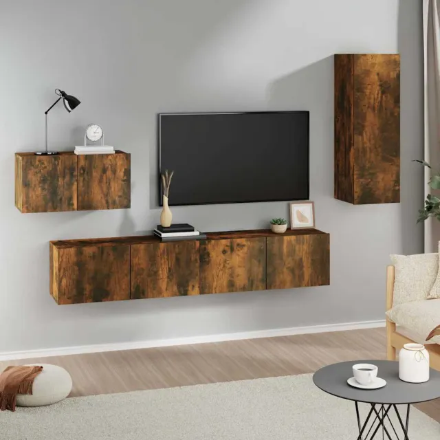 vidaXL 4-delige Tv-meubelset bewerkt hout gerookt eikenkleurig, foto 2