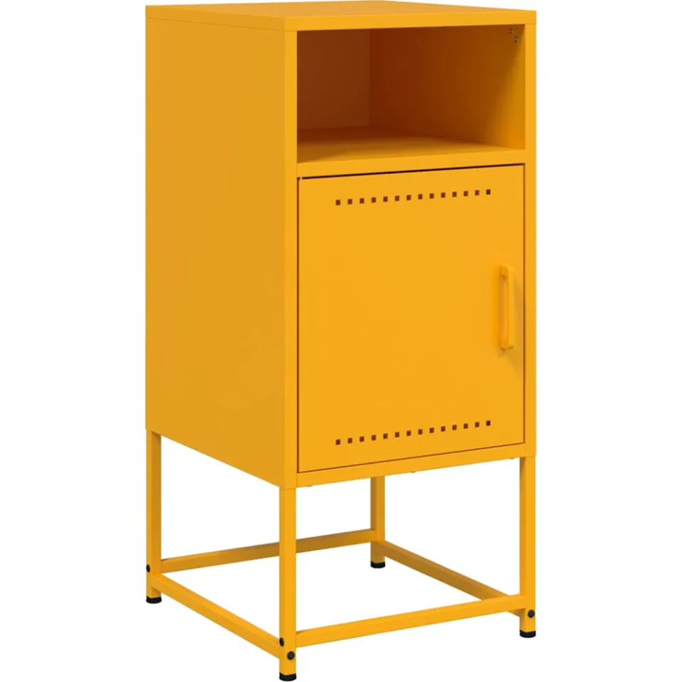 vidaXL Nachtkastjes 2 st 36x39x78 cm staal mosterdgeel