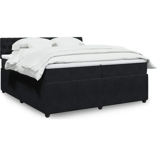 vidaXL Boxspring met matras fluweel zwart 200x200 cm