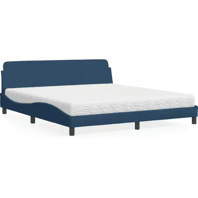 vidaXL Bed met matras "Dover" stof blauw 180x200 cm