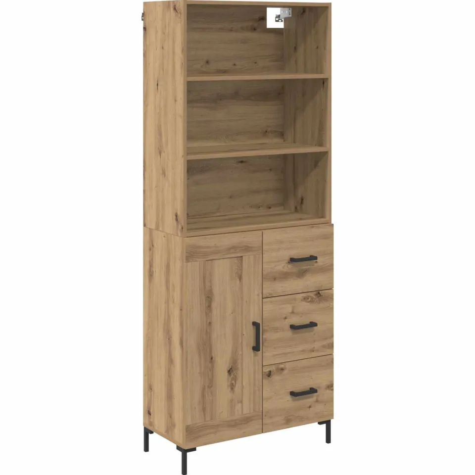 vidaXL Hoge kast Artisan Eiken 69,5 x 34 x 180 cm Bewerkt hout, foto 3