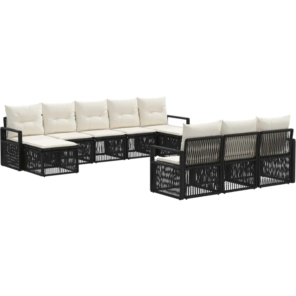 vidaXL Tuinbankenset 10 st 10-zits Zwart poly rattan, foto 3