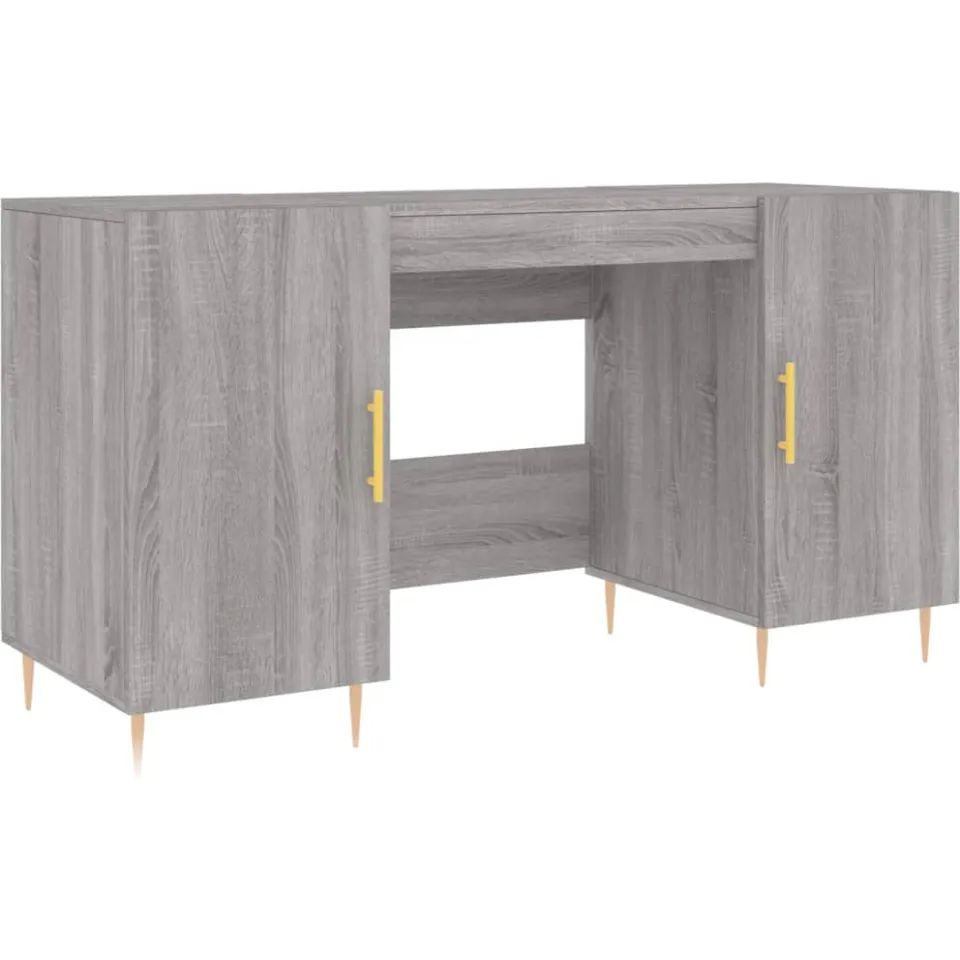 vidaXL Bureau 140x50x75 cm bewerkt hout grijs sonoma eikenkleurig, foto 3