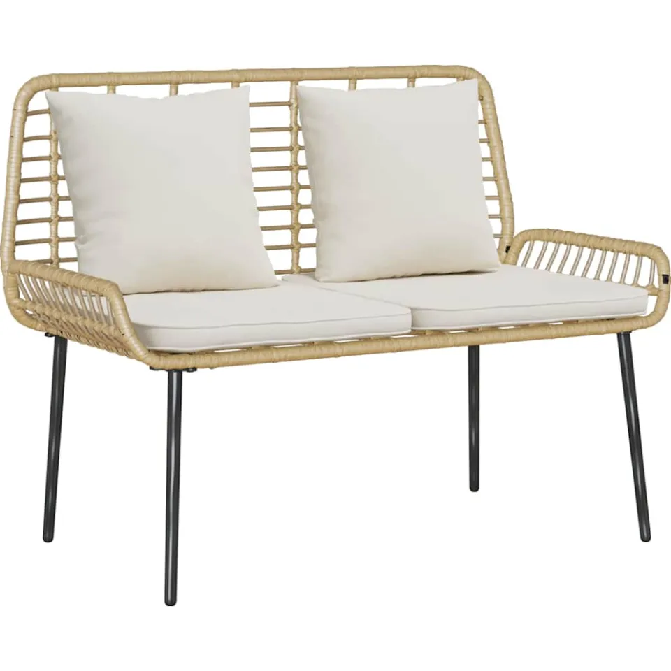 vidaXL Tuinbank Bruin en Crème poly rattan