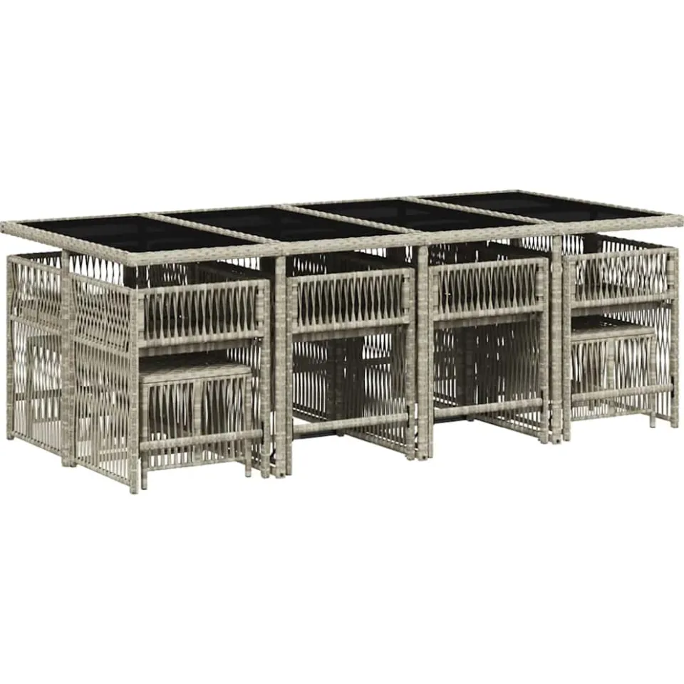 vidaXL 13-delige Tuinset met kussens poly rattan lichtgrijs