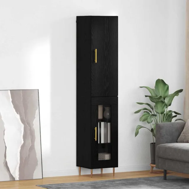 vidaXL Hoge kast 2 st Zwart Eiken 34,5 x 34 x 180 cm Bewerkt hout, foto 2