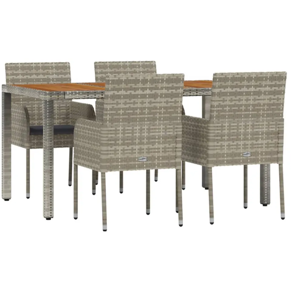 vidaXL 5-delige Tuinset met kussens poly rattan grijs