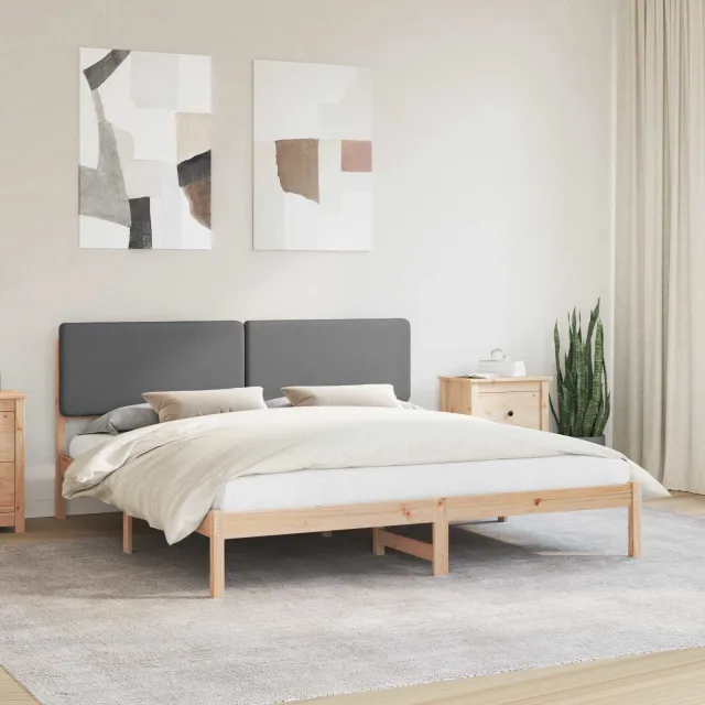 vidaXL Bedframe met Gevoerd Hoofdgedeelte Donkergrijs 200 x 200 cm
