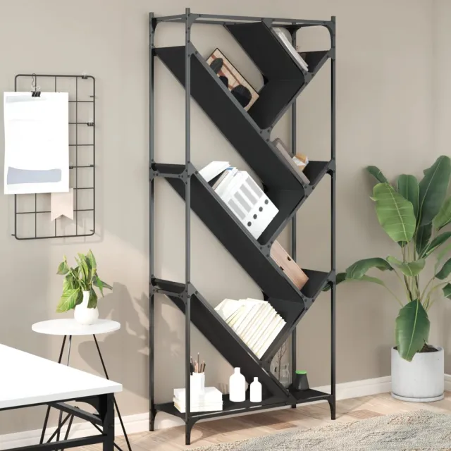 vidaXL Boekenkast 79x30x180 cm bewerkt hout en metaal zwart, foto 2