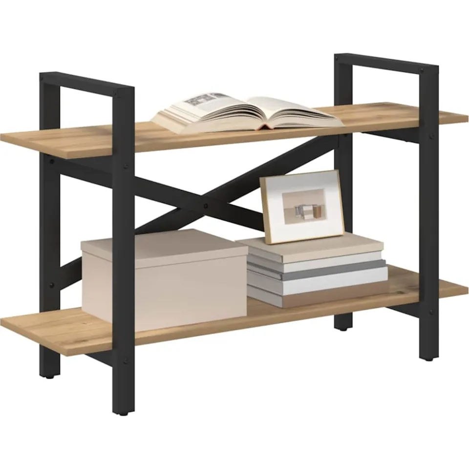 vidaXL Boekenkast 2-laags 100 x 33,5 x 64 cm Bewerkt hout Bruin
