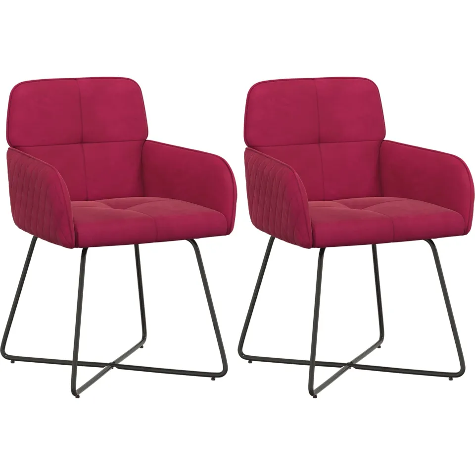 vidaXL Eettafelstoelen 2 st fluweel Wijnrood 59 x 56,5 x 86 cm, foto 3