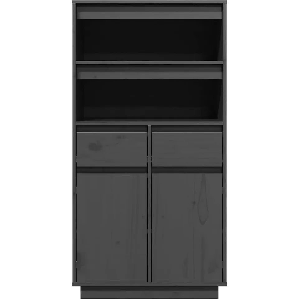 vidaXL Hoge kast 60x40x116,5 cm massief grenenhout grijs, foto 4