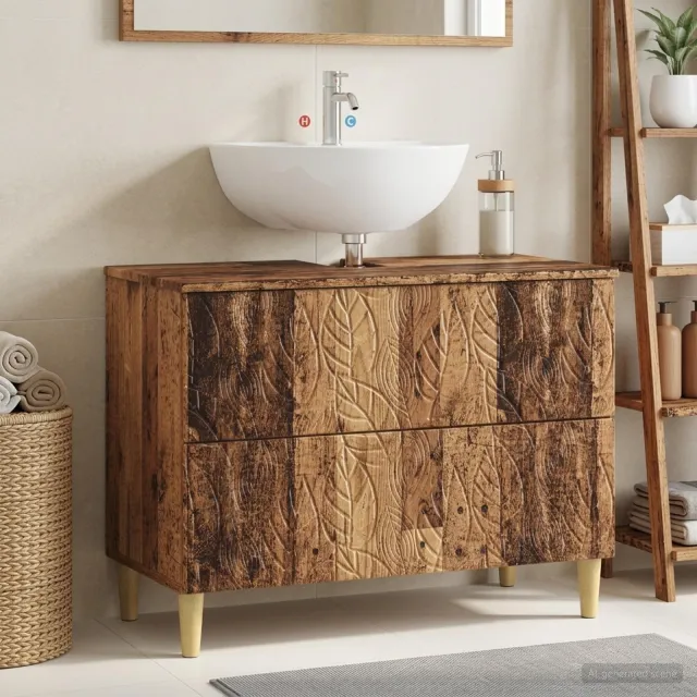 vidaXL Badkamer wastafelkast DELFT Oud hout 82 x 41 x 59 cm bruin