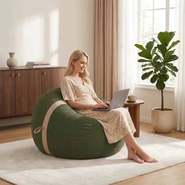 vidaXL Zitzakstoel Groen 124 x 96 x 96 cm corduroy