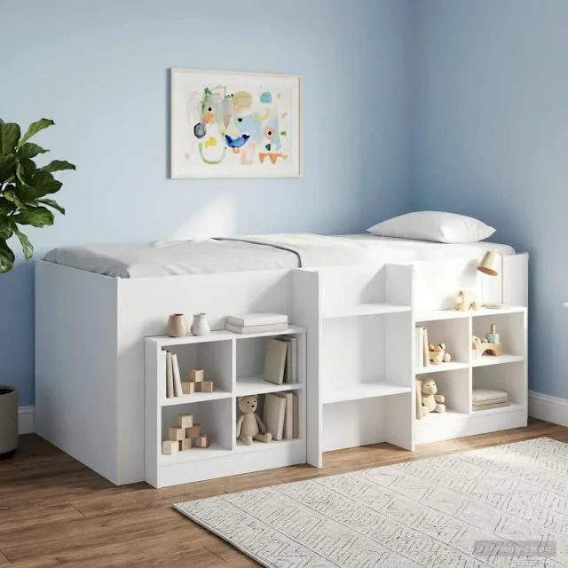vidaXL Kinder Hoogslaper Wit 90 x 190 cm Bewerkt hout