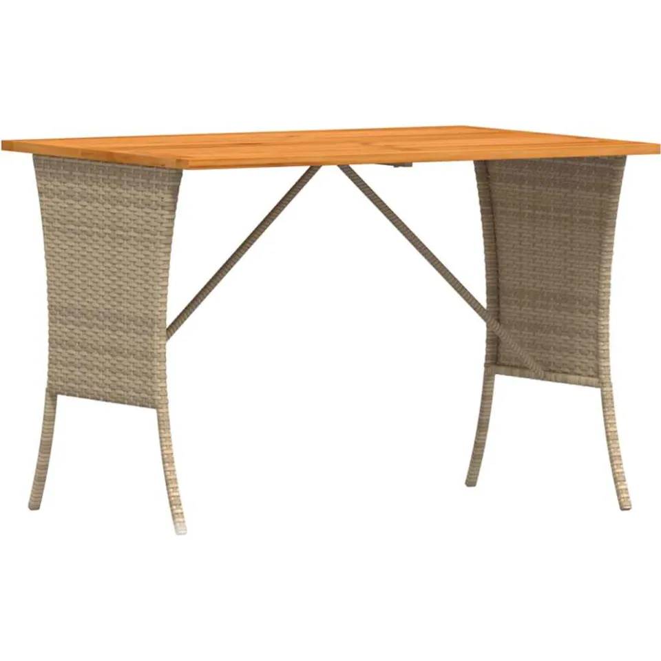 vidaXL Tuintafel met acaciahouten blad 105x75x72 cm poly rattan beige