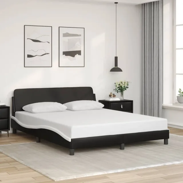 vidaXL Bedframe "Dover" kunstleer zwart en wit 152x203 cm
