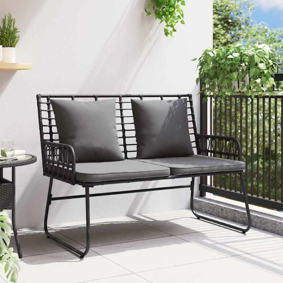 vidaXL Tuinbank Zwart en Anthraciet poly rattan, foto 3